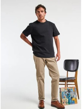 tee-shirt homme manches courtes col rond tissu épais noir profond