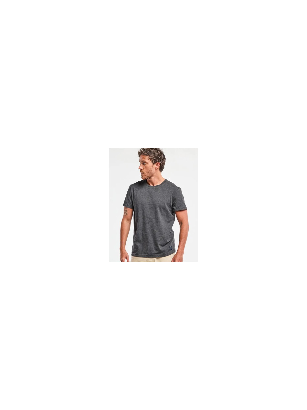 tee-shirt homme manches courtes col rond gris anthracite