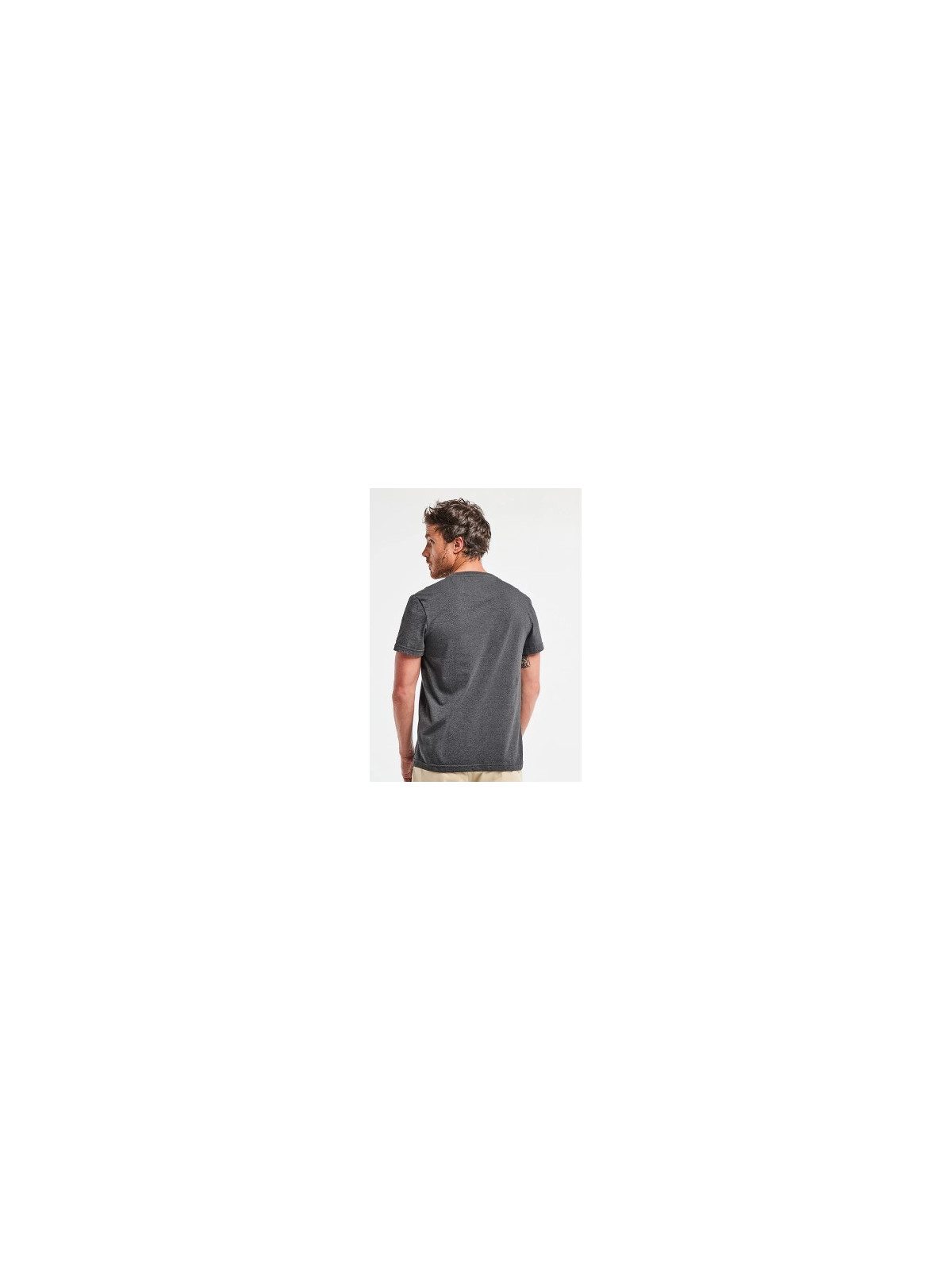 tee-shirt homme manches courtes col rond gris anthracite