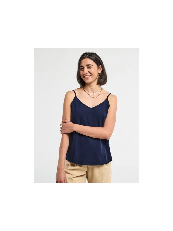 débardeur femme coupe ample bleu marine