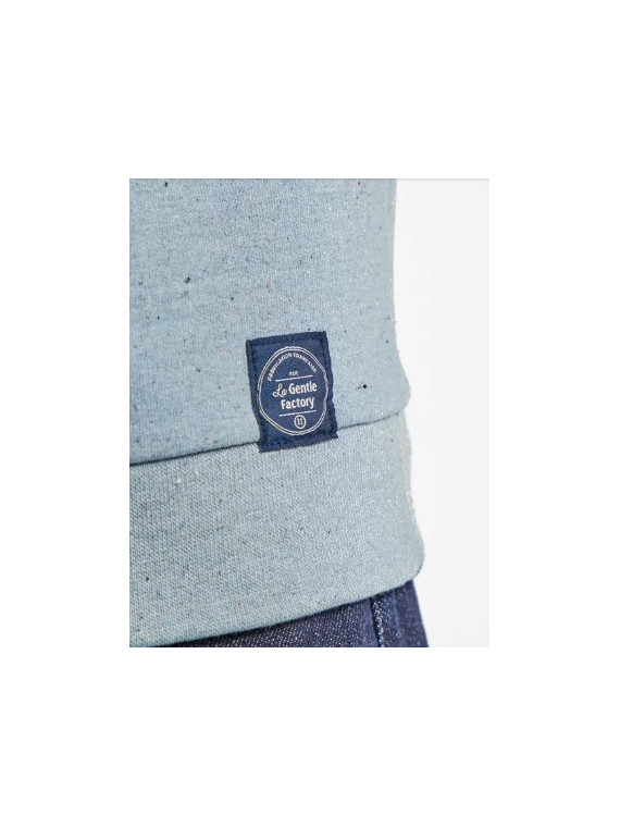 sweat homme bleu chiné col rond avec broderie vélo sur la poitrine