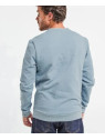 sweat homme bleu chiné col rond avec broderie vélo sur la poitrine