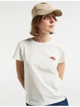 Tee-shirt pour Femme en Coton BIO Brodé Champignon - la gentle factory