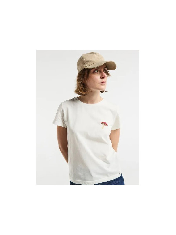 Tee-shirt pour Femme en Coton BIO Brodé Champignon - la gentle factory