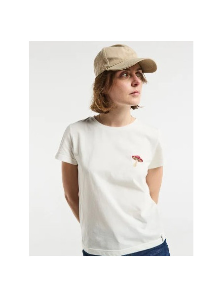 Tee-shirt pour Femme en Coton BIO Brodé Champignon - la gentle factory