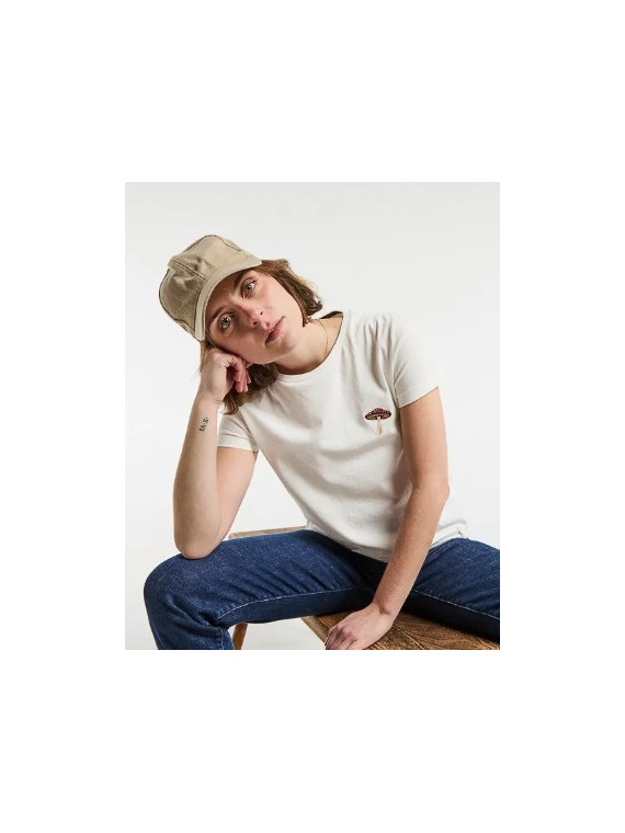 Tee-shirt pour Femme en Coton BIO Brodé Champignon - la gentle factory