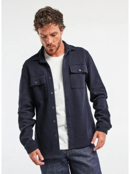 surchemise homme avec poches bleu marine maille piquée