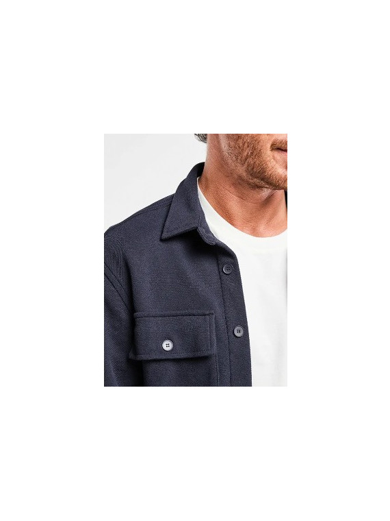 surchemise homme avec poches bleu marine maille piquée