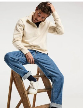 sweat homme col camionneur écru