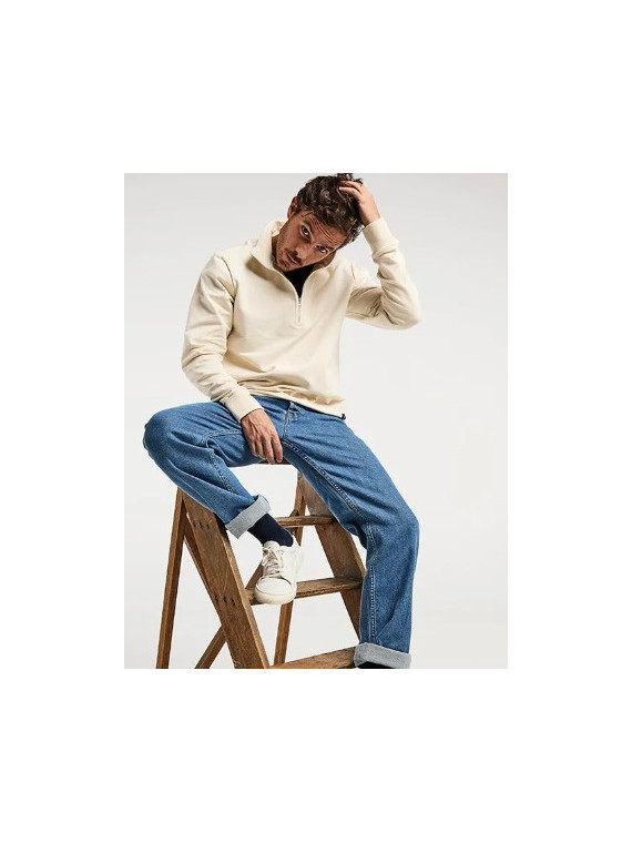 sweat homme col camionneur écru