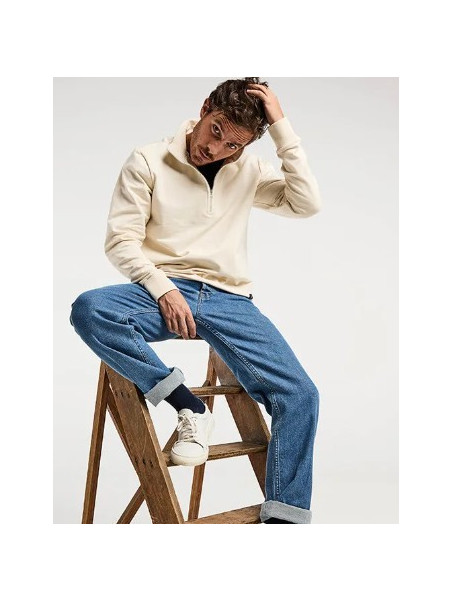 sweat homme col camionneur écru