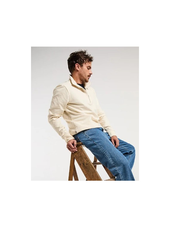 sweat homme col camionneur écru