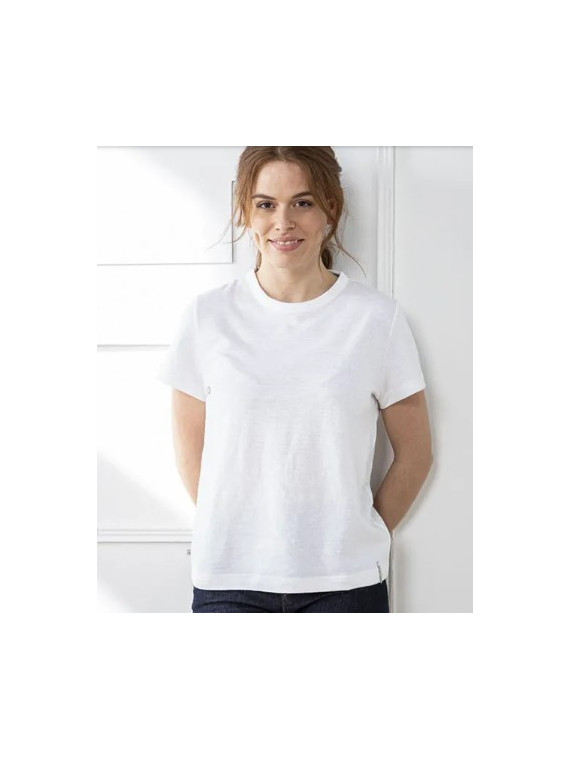tee-shirt femme manches courtes col rond blanc