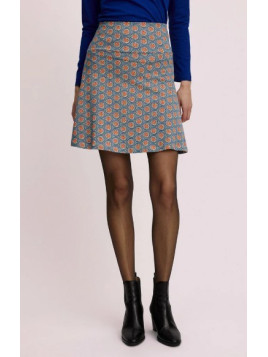 jupe courte motifs vintage bleu et rouge