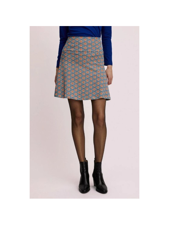 jupe courte motifs vintage bleu et rouge