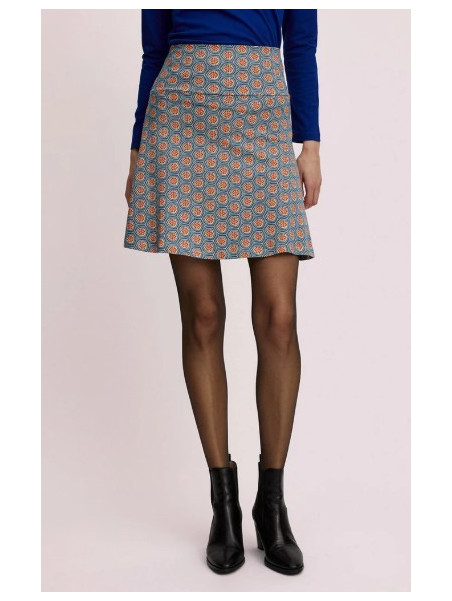 jupe courte motifs vintage bleu et rouge