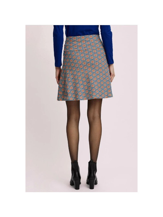 jupe courte motifs vintage bleu et rouge