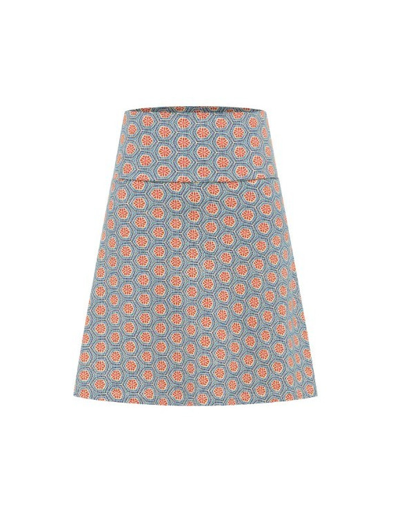 jupe courte motifs vintage bleu et rouge