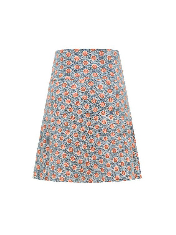 jupe courte motifs vintage bleu et rouge