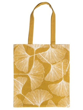 totebag imprimé feuille de ginko ocre