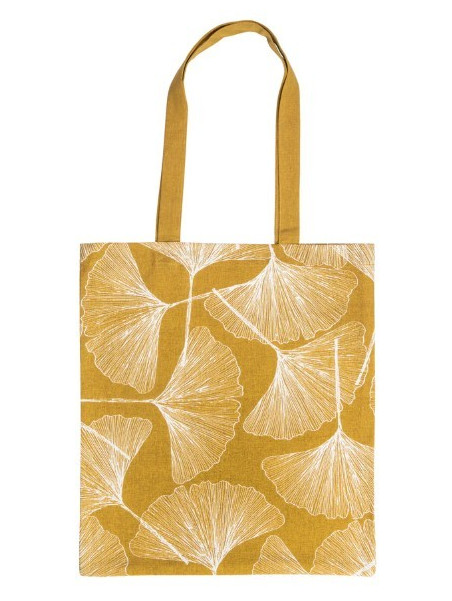 totebag imprimé feuille de ginko ocre