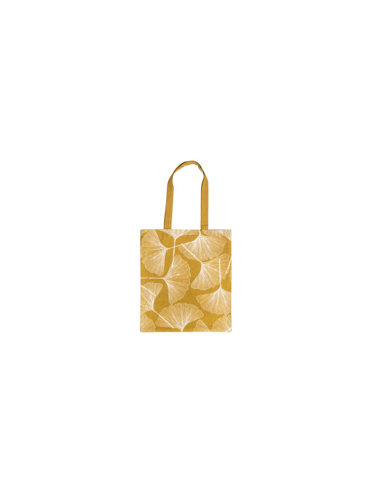 totebag imprimé feuille de ginko ocre