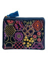 pochette velours bleu marine imprimés colorés géométriques