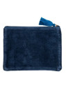 pochette velours bleu marine imprimés colorés géométriques