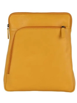 sac à dos en cuir jaune, 3 fermetures éclair