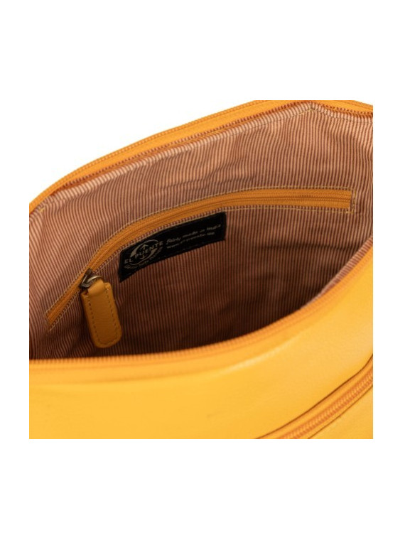 sac à dos en cuir jaune, 3 fermetures éclair