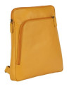 sac à dos en cuir jaune, 3 fermetures éclair