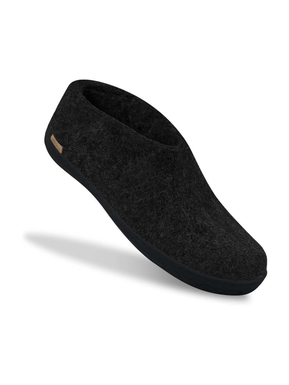 Chaussons mi-montants laine noire caoutchouc noir