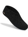 Chaussons mi-montants laine noire caoutchouc noir