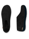 Chaussons mi-montants laine noire caoutchouc noir