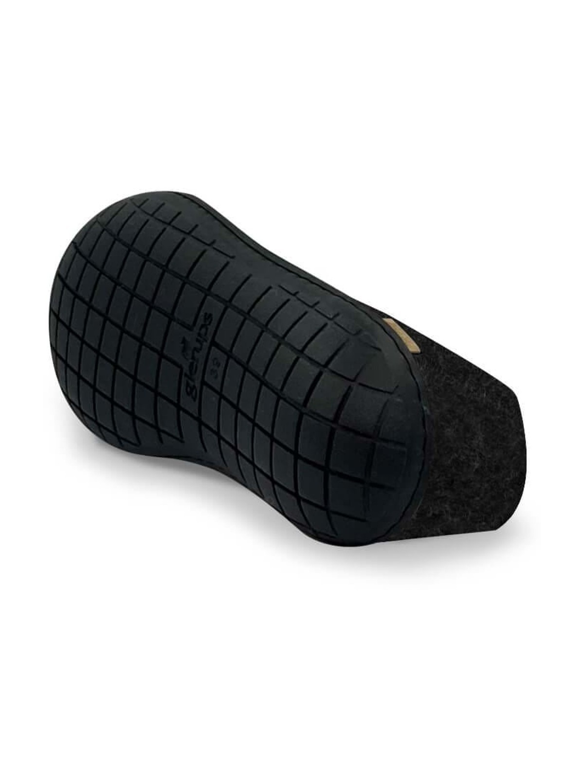 Chaussons mi-montants laine noire caoutchouc noir