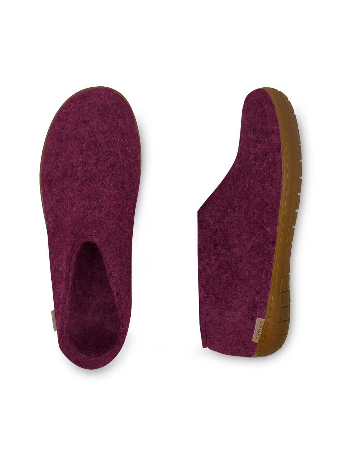 Chaussons laine cranberry semelles caoutchouc