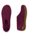 Chaussons laine cranberry semelles caoutchouc