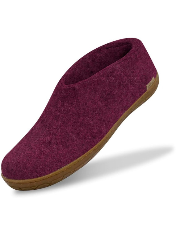 Chaussons laine cranberry semelles caoutchouc