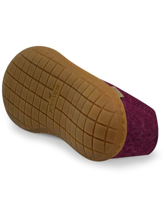 Chaussons laine cranberry semelles caoutchouc