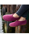Chaussons laine cranberry semelles caoutchouc