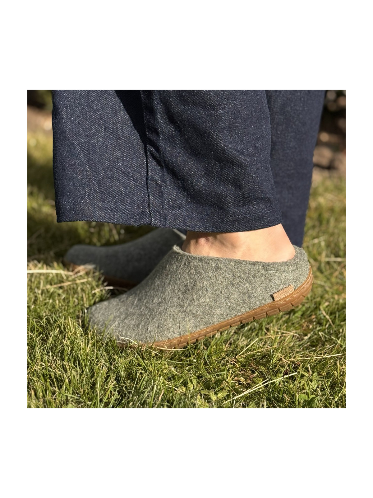 Chaussons adultes laine vert foncé