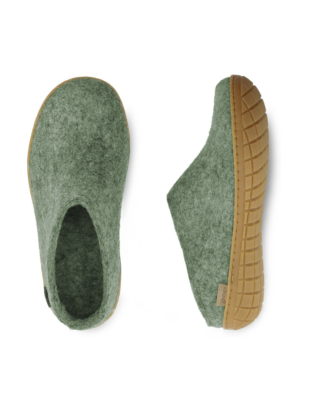 Chaussons adultes laine vert foncé