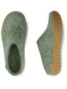 Chaussons adultes laine vert foncé