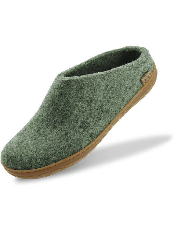 Chaussons adultes laine vert foncé