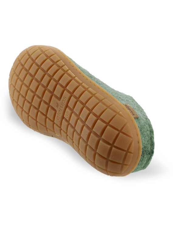 Chaussons adultes laine vert foncé