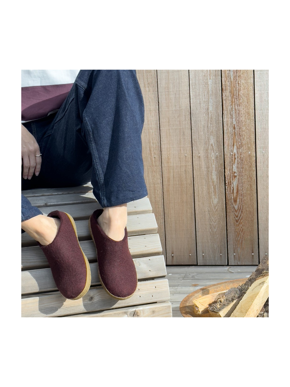 Chaussons pour Adultes en Laine Couleur Bordeaux - Glerups