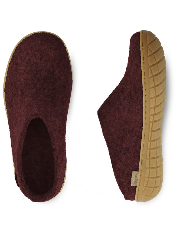 Chaussons pour Adultes en Laine Couleur Bordeaux - Glerups