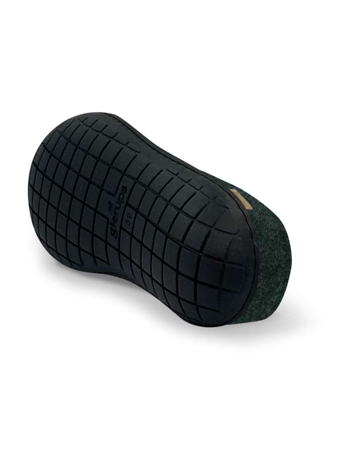 Chaussons pour Adultes en Laine Vert Foncé Semelles Caoutchouc Glerups
