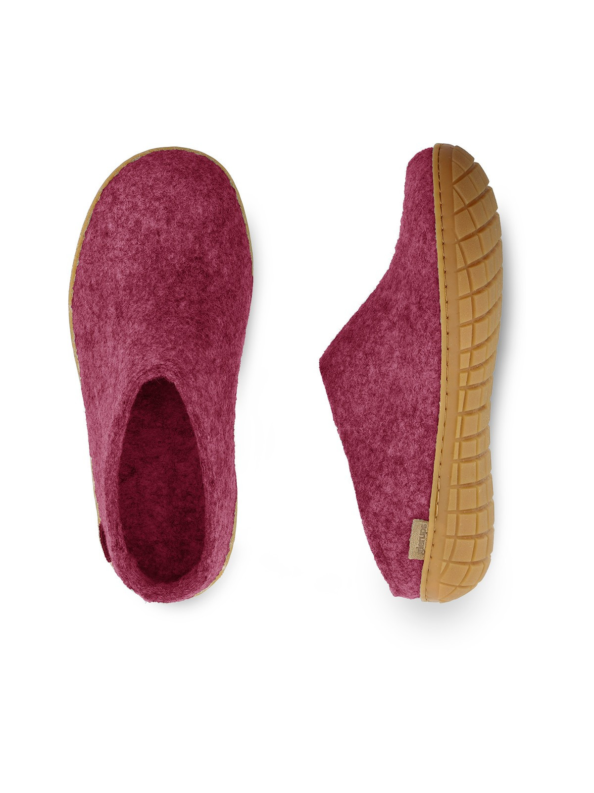 Chaussons pour Adultes en Laine Fushia Semelles Caoutchouc - Glerups