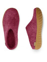 Chaussons pour Adultes en Laine Fushia Semelles Caoutchouc - Glerups